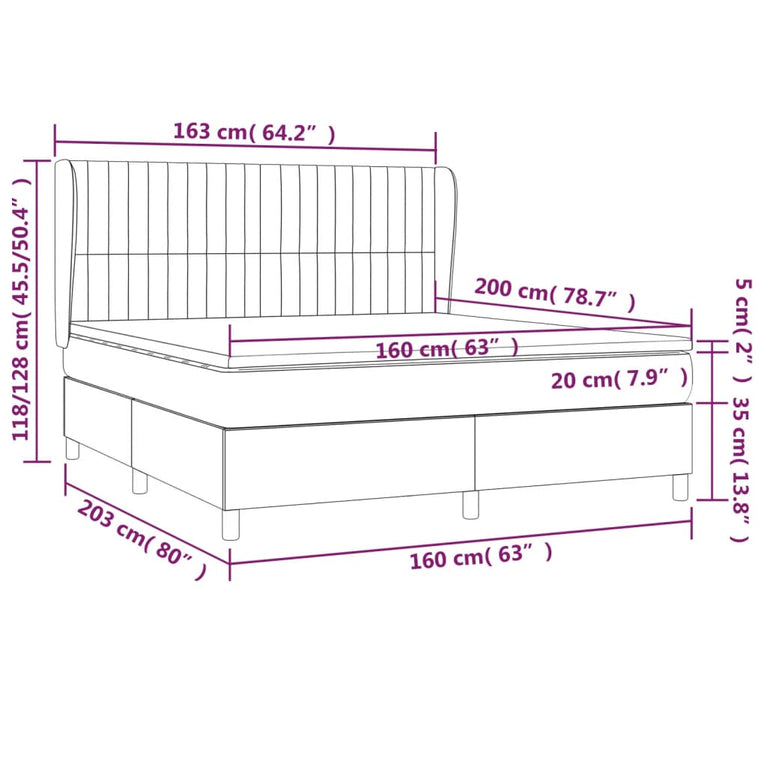Boxspring met matras stof taupe 160x200 cm