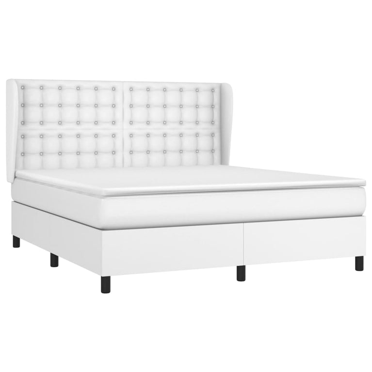 Boxspring met matras kunstleer wit 180x200 cm