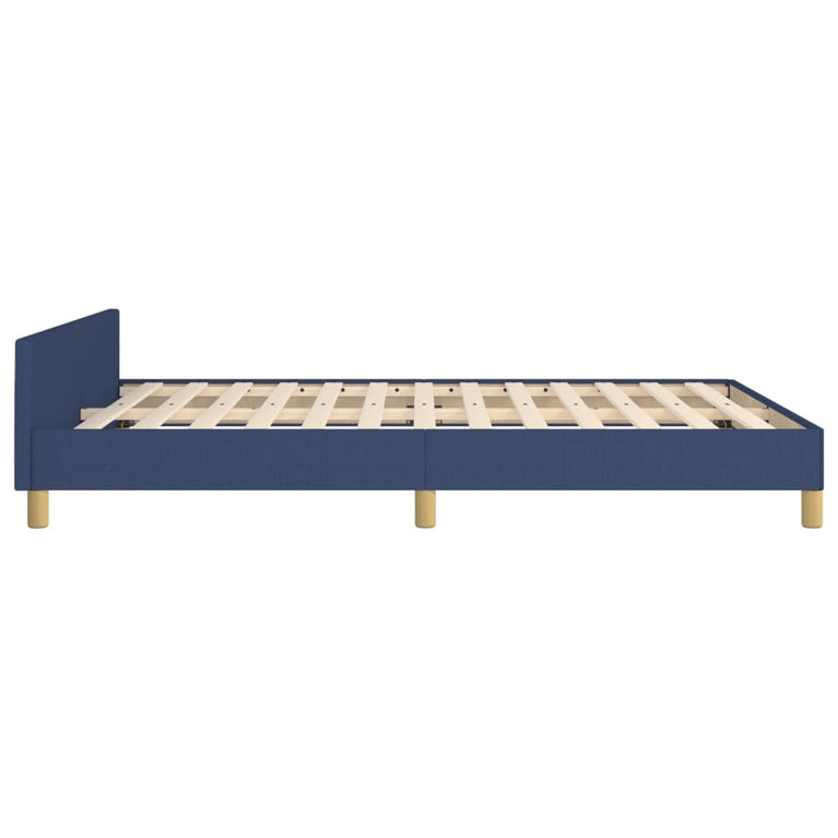 Bedframe met hoofdeinde stof blauw 140x200 cm
