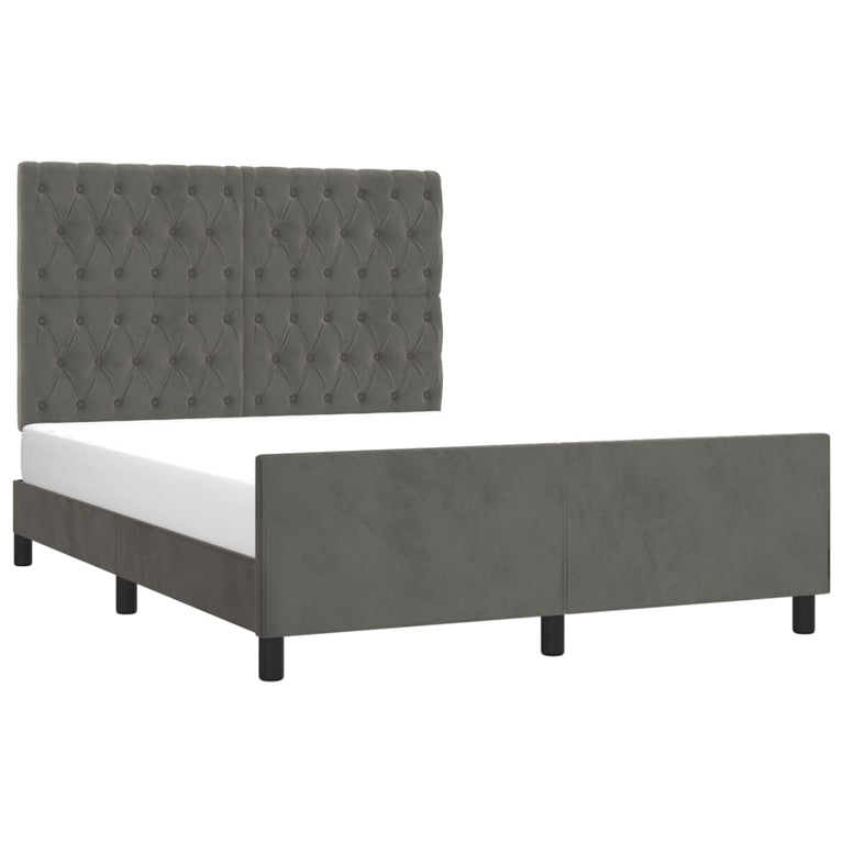 Bedframe met hoofdeinde fluweel donkergrijs 140x190 cm