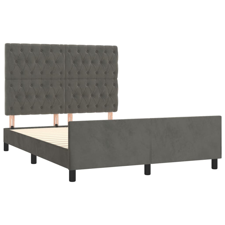 Bedframe met hoofdeinde fluweel donkergrijs 140x190 cm