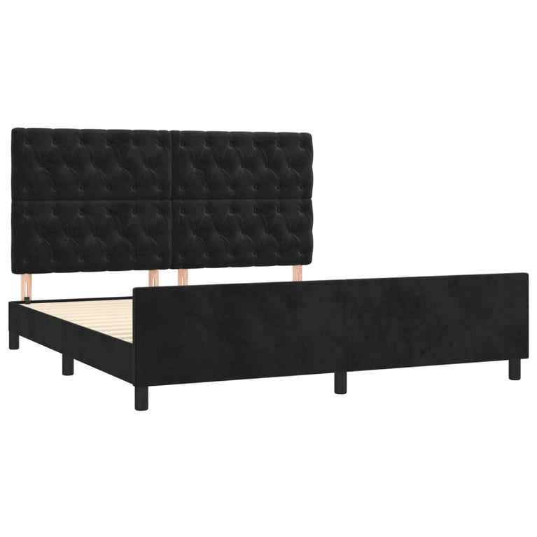 Bedframe met hoofdeinde fluweel zwart 160x200 cm