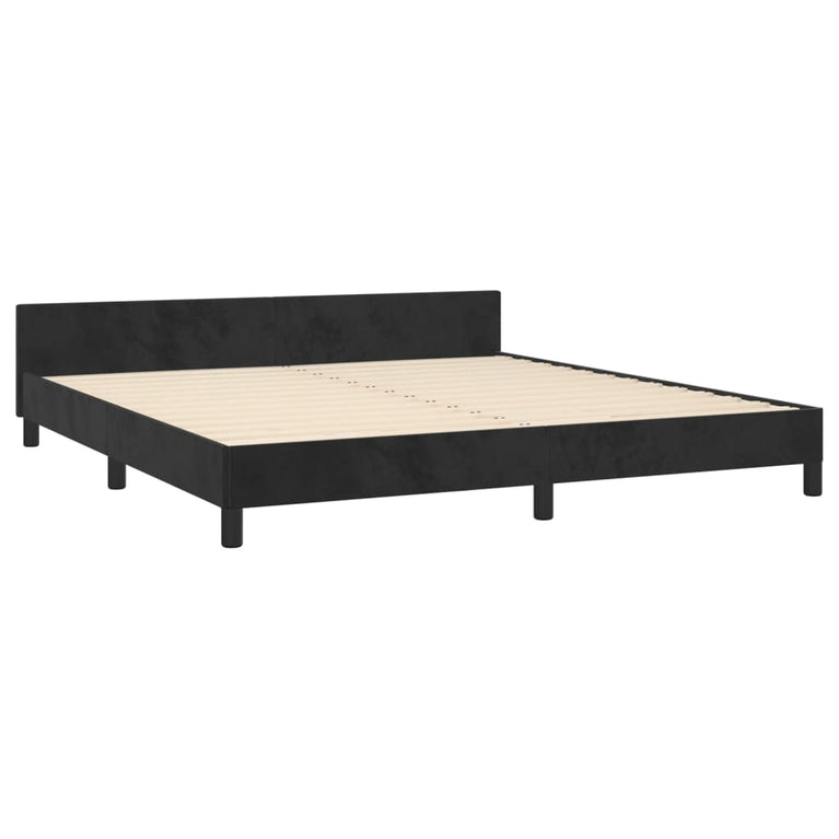 Bedframe met hoofdeinde fluweel zwart 160x200 cm