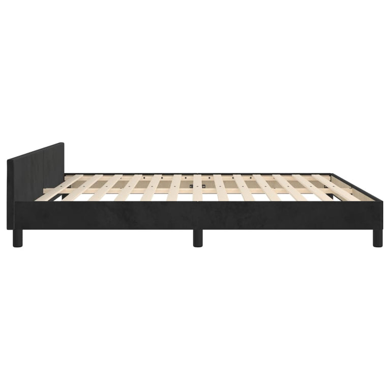 Bedframe met hoofdeinde fluweel zwart 160x200 cm