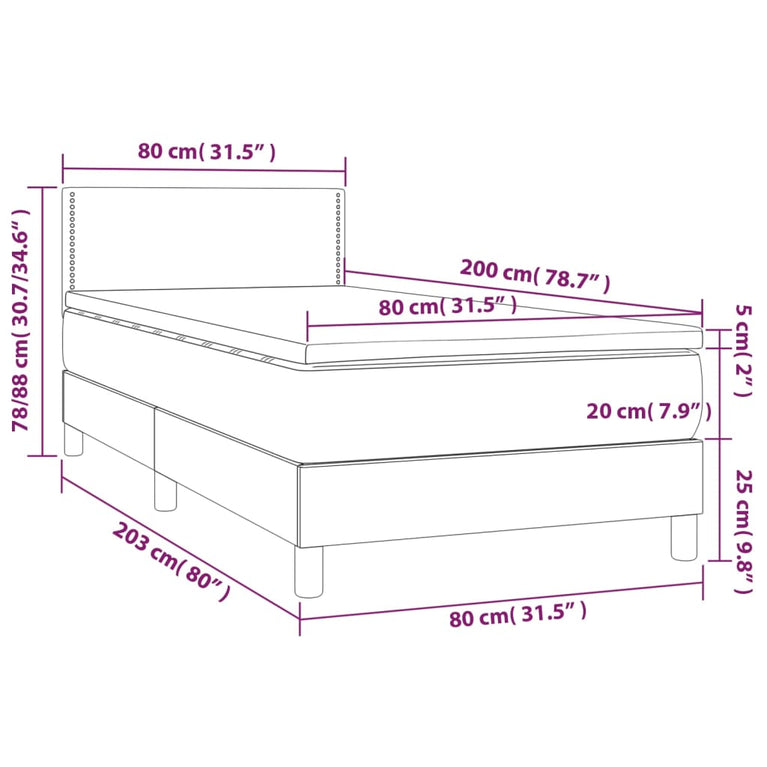 Boxspring met matras stof crèmekleurig 80x200 cm
