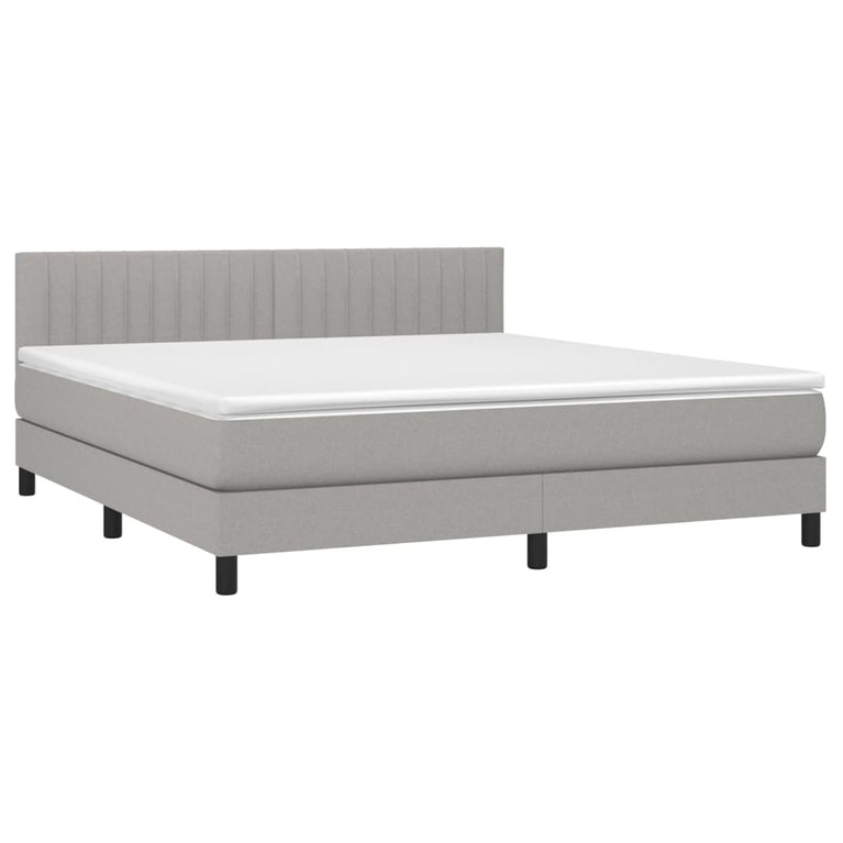Boxspring met matras stof lichtgrijs 160x200 cm