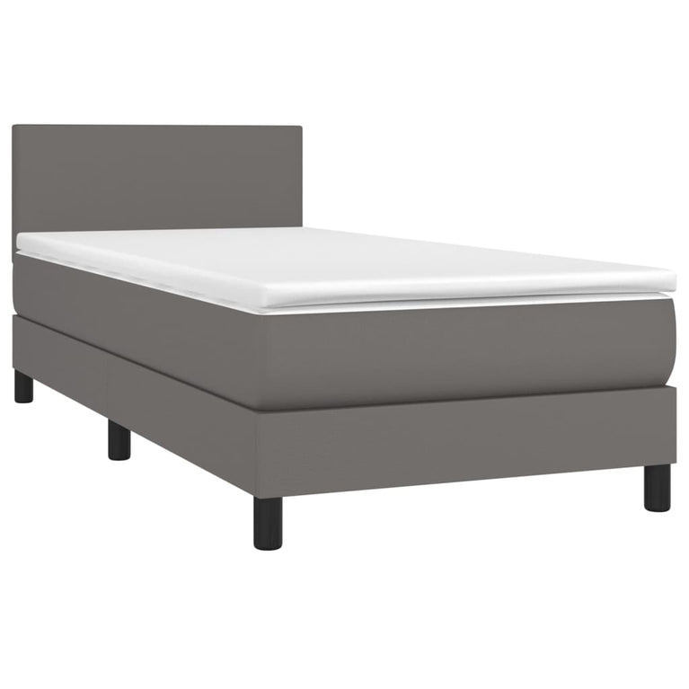 Boxspring met matras kunstleer grijs 90x190 cm