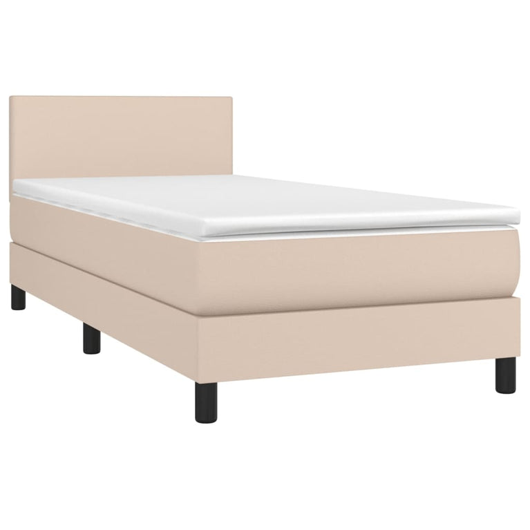 Boxspring met matras kunstleer cappuccinokleurig 90x190 cm