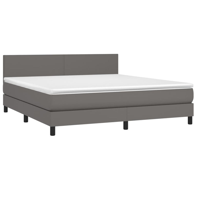 Boxspring met matras kunstleer grijs 160x200 cm