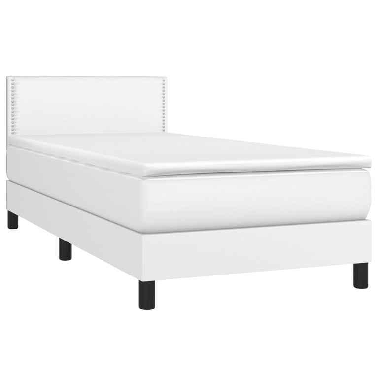 Boxspring met matras kunstleer wit 90x190 cm