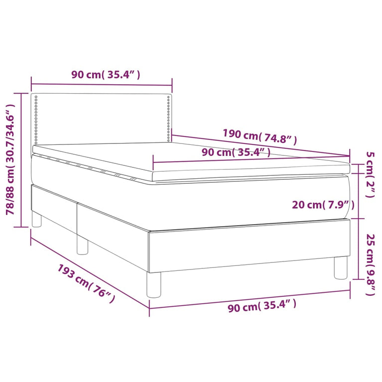 Boxspring met matras kunstleer wit 90x190 cm