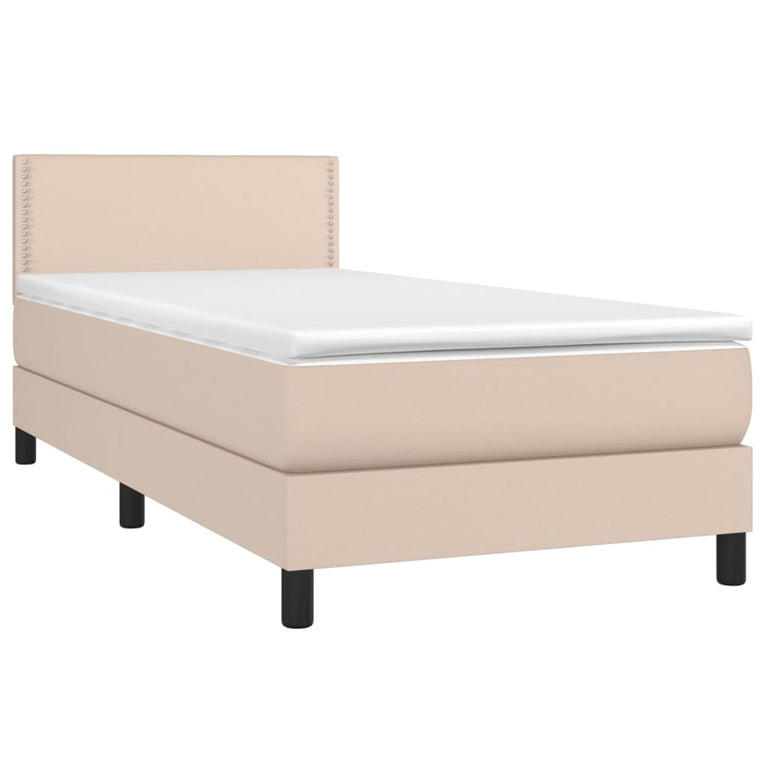 Boxspring met matras kunstleer cappuccinokleurig 90x190 cm