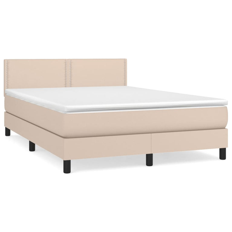 Boxspring met matras kunstleer cappuccinokleurig 140x200 cm