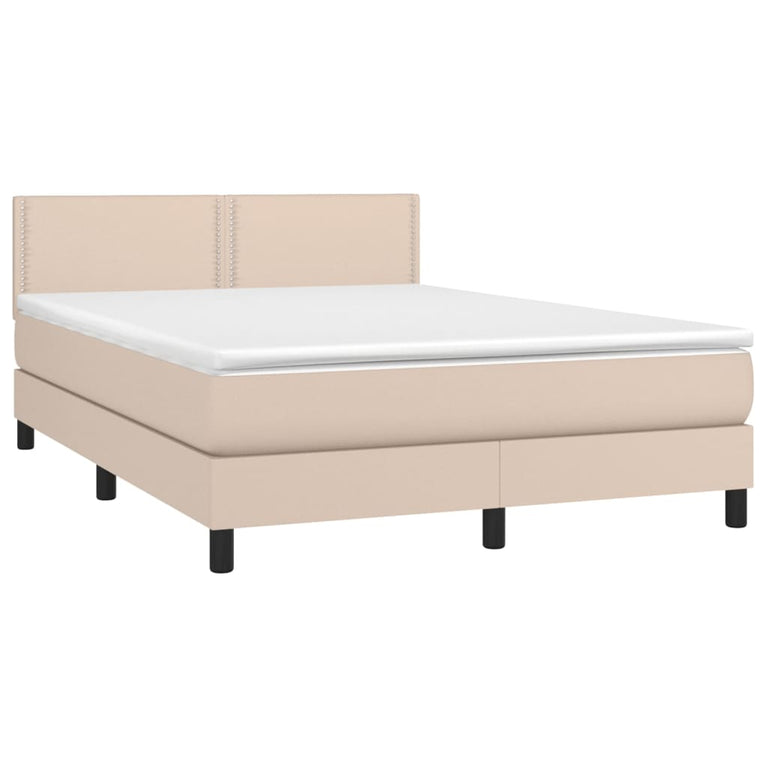Boxspring met matras kunstleer cappuccinokleurig 140x200 cm