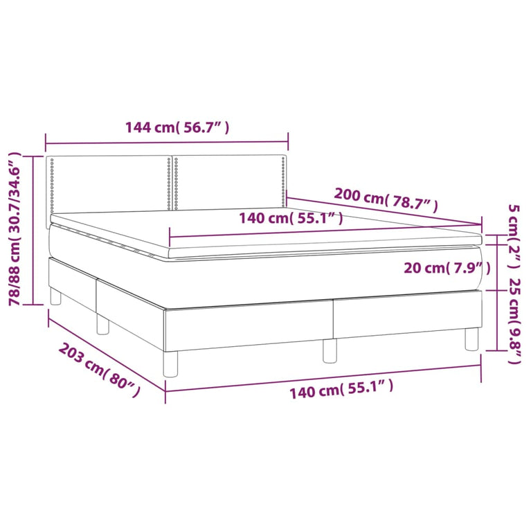 Boxspring met matras kunstleer cappuccinokleurig 140x200 cm