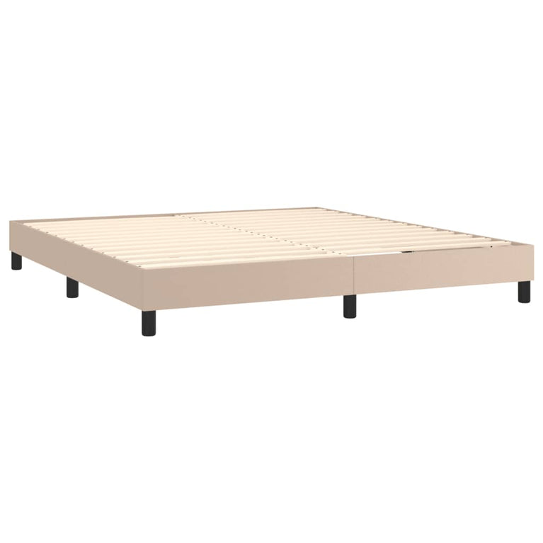 Boxspring met matras kunstleer cappuccinokleurig 180x200 cm