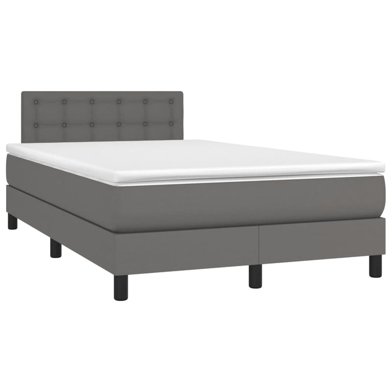 Boxspring met matras kunstleer grijs 120x200 cm