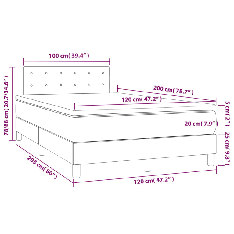 Boxspring met matras kunstleer grijs 120x200 cm