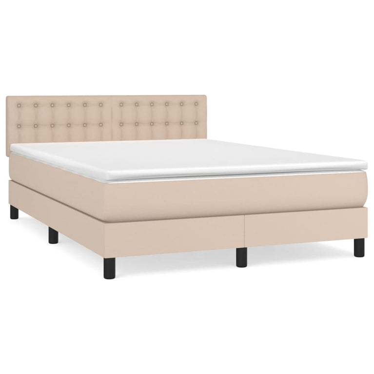 Boxspring met matras kunstleer cappuccinokleurig 140x200 cm
