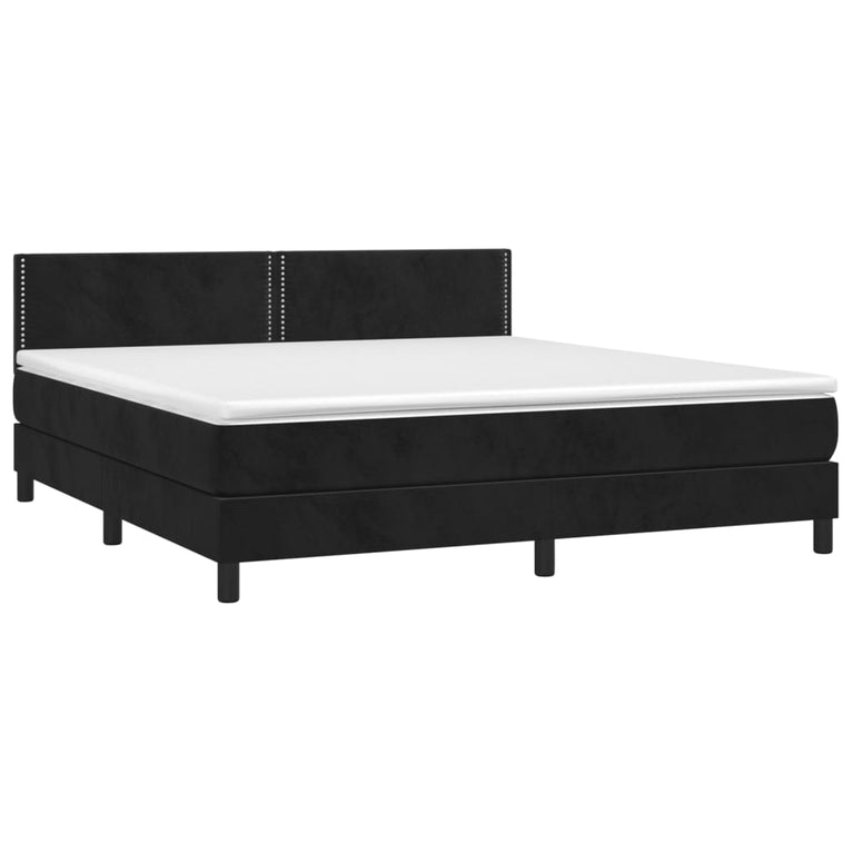 Boxspring met matras fluweel zwart 160x200 cm