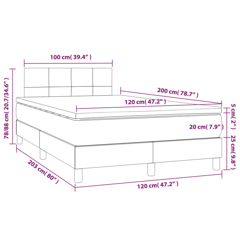 Boxspring met matras fluweel donkergrijs 120x200 cm