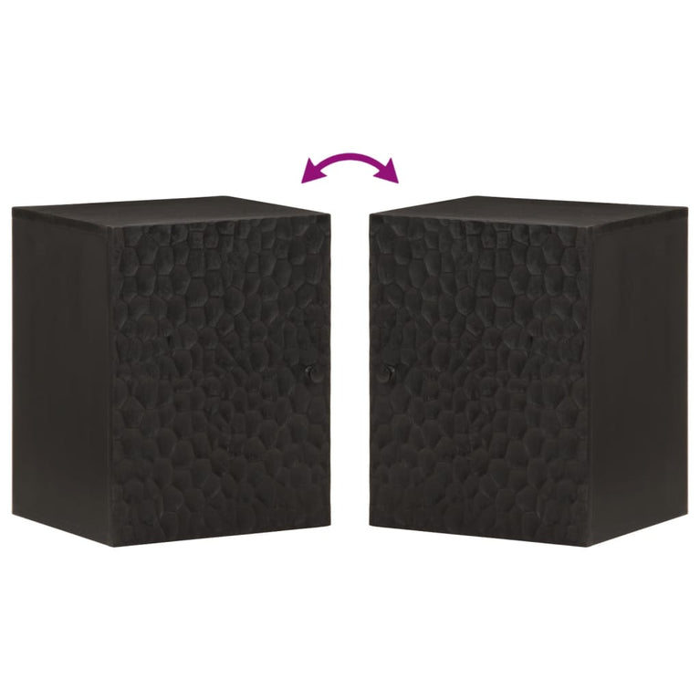 Badkamerwandkast 38x33x48 cm massief mangohout zwart