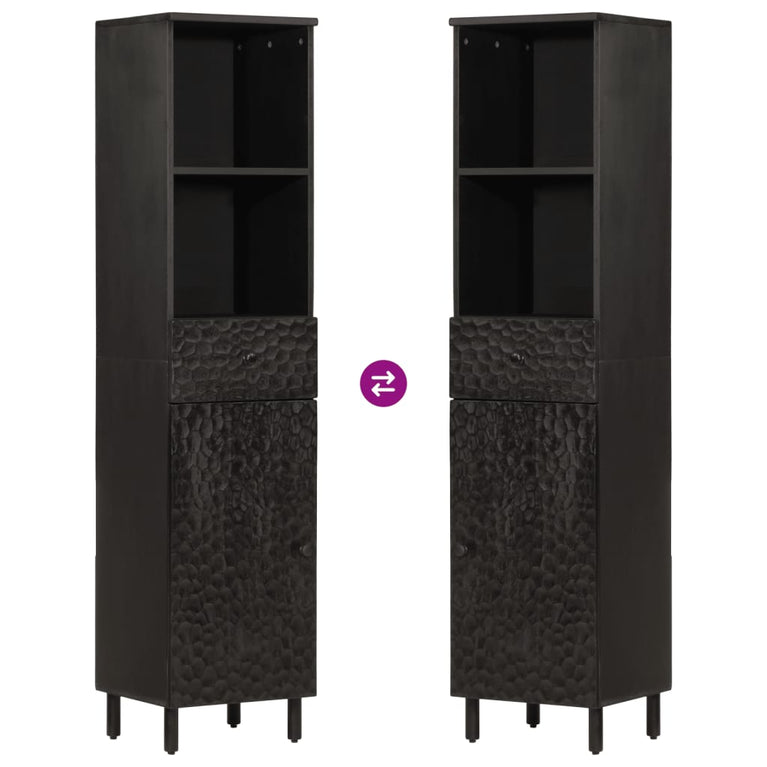 Badkamerkast 38x33x160 cm massief mangohout zwart