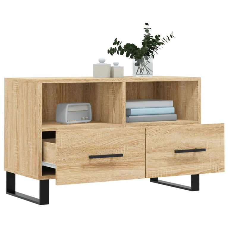 Tv-meubel 80x36x50 cm bewerkt hout sonoma eiken
