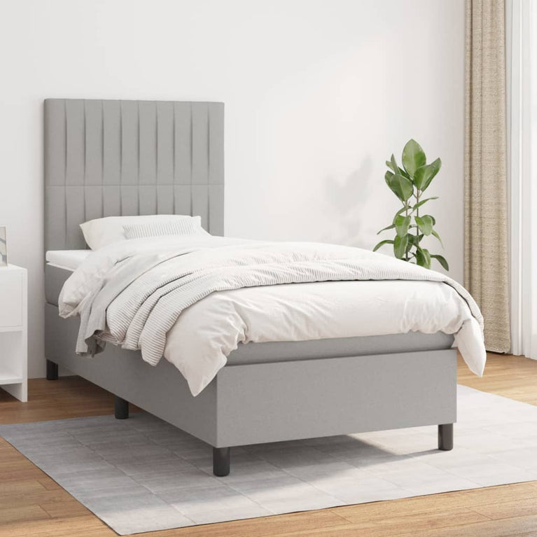 Boxspring met matras stof lichtgrijs 80x200 cm