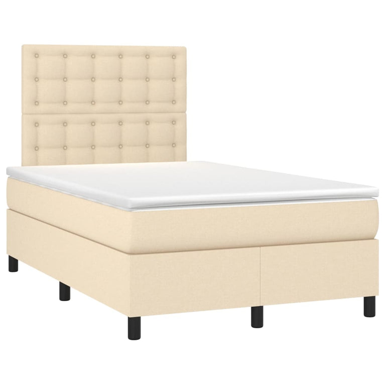 Boxspring met matras stof crèmekleurig 120x200 cm