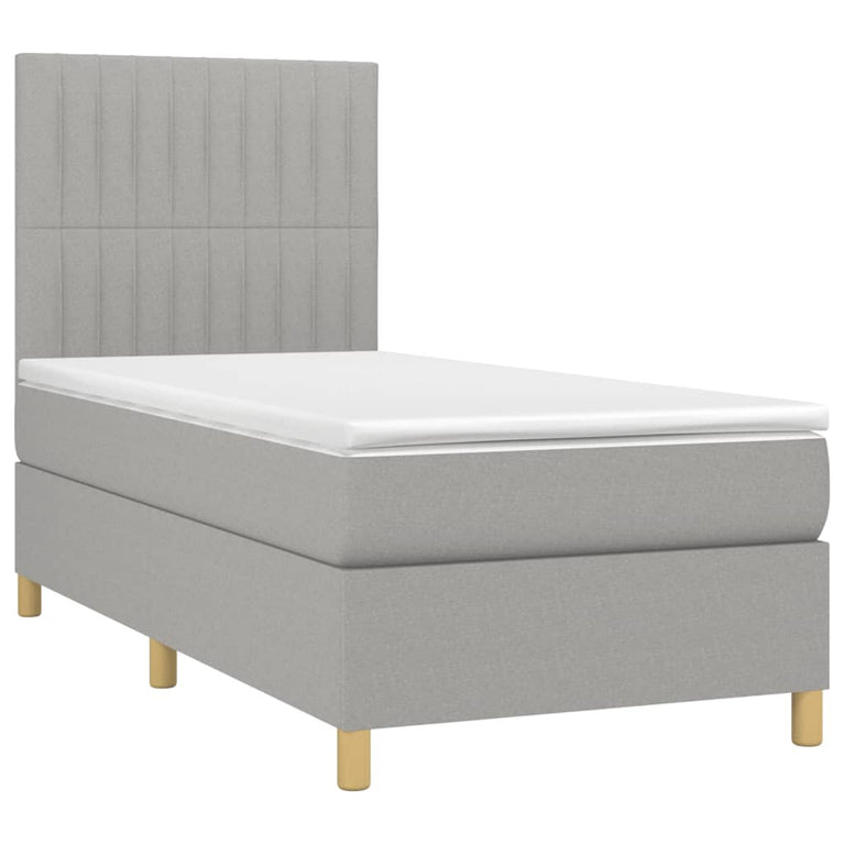 Boxspring met matras stof lichtgrijs 80x200 cm