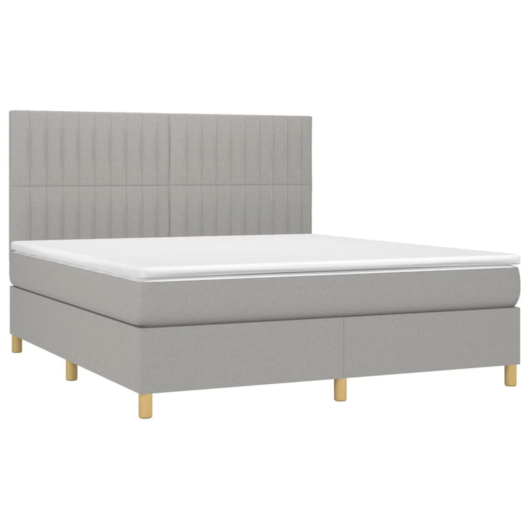Boxspring met matras stof lichtgrijs 160x200 cm