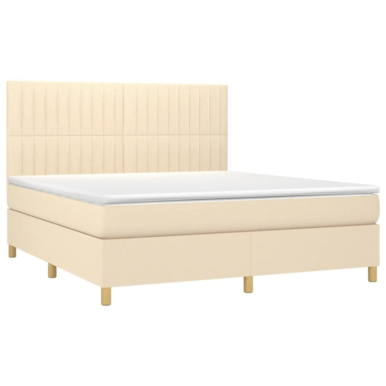 Boxspring met matras stof crèmekleurig 160x200 cm