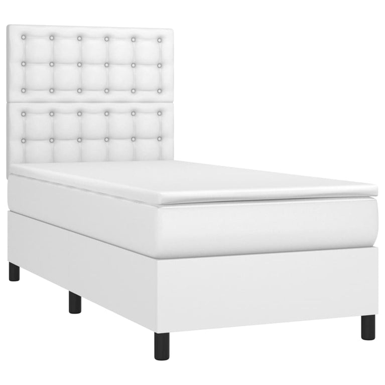 Boxspring met matras kunstleer wit 90x190 cm