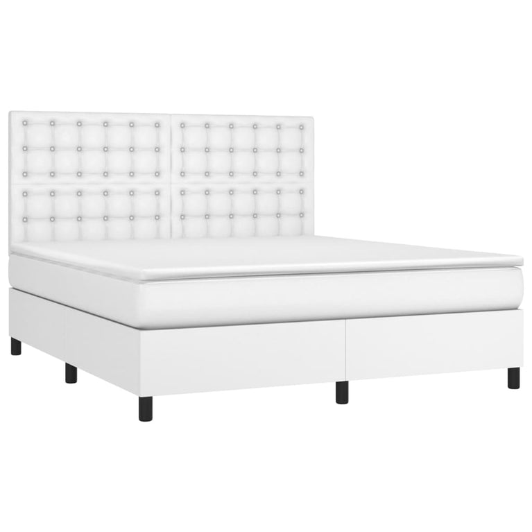 Boxspring met matras kunstleer wit 180x200 cm