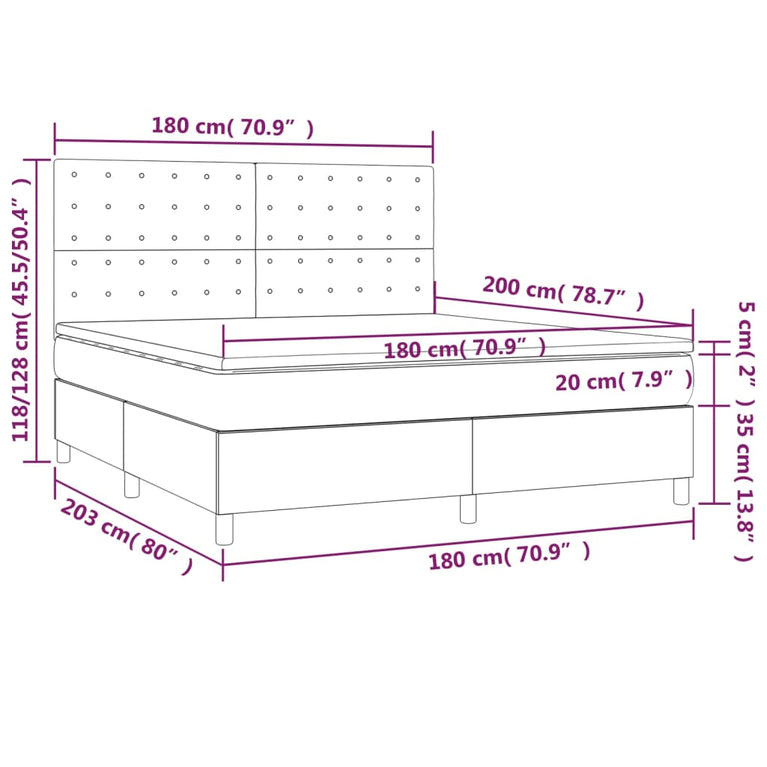 Boxspring met matras kunstleer wit 180x200 cm