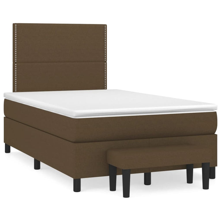 Boxspring met matras stof donkerbruin 120x200 cm