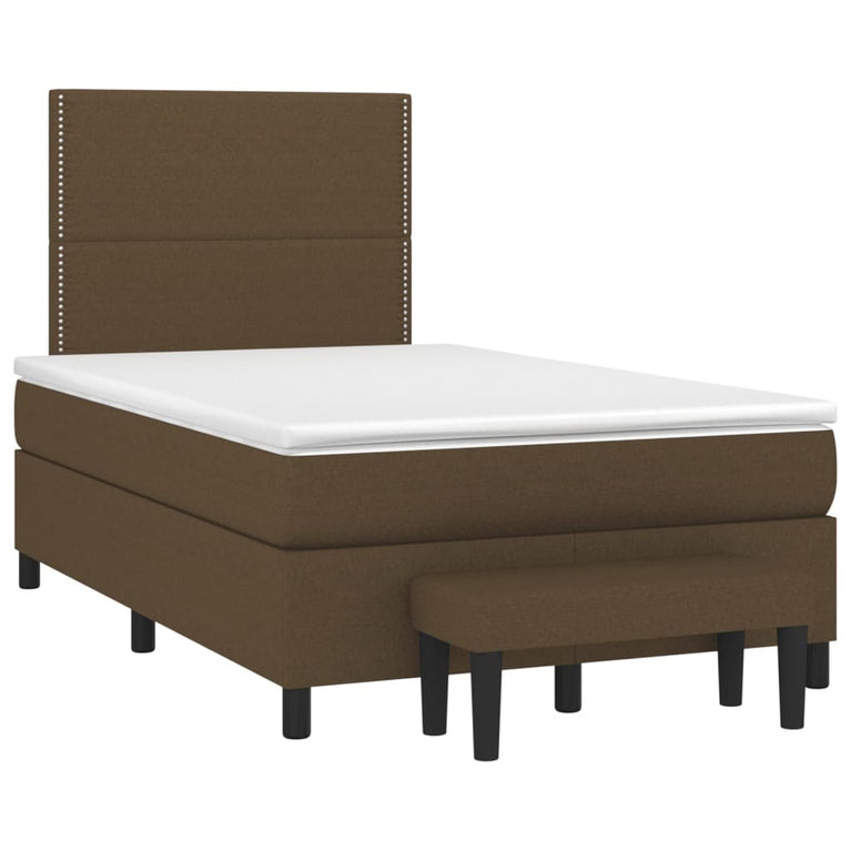 Boxspring met matras stof donkerbruin 120x200 cm