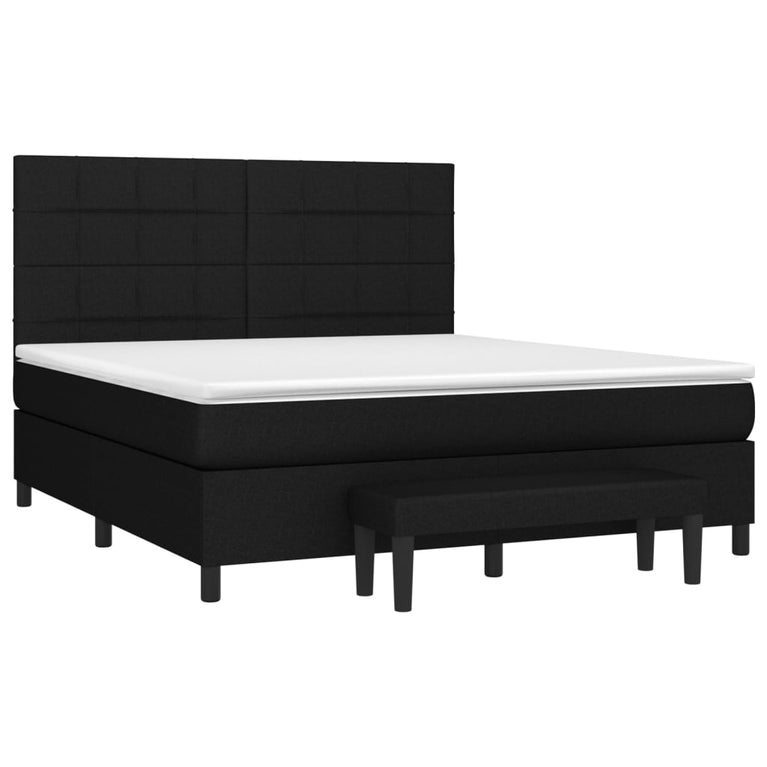 Boxspring met matras stof zwart 160x200 cm
