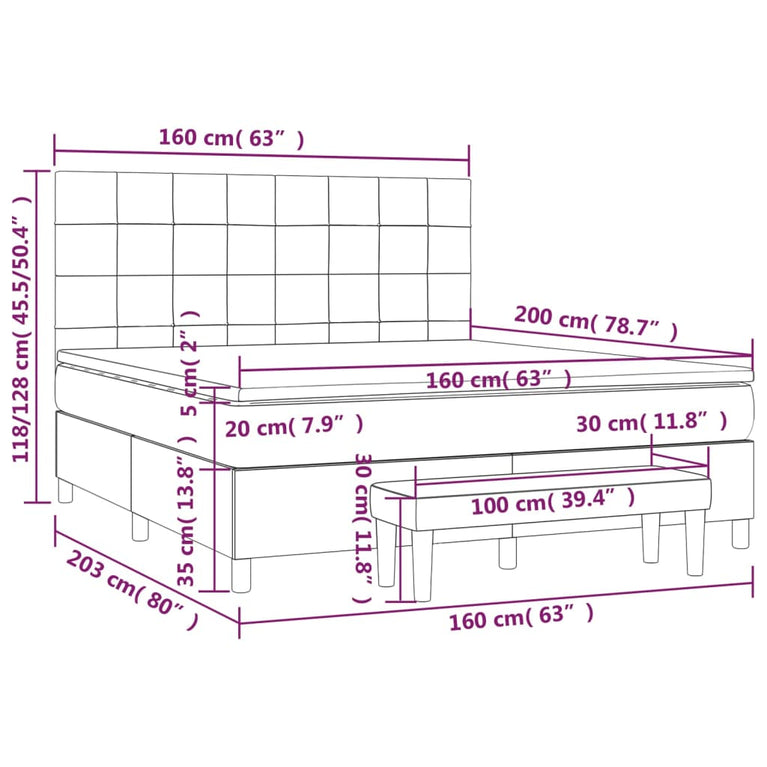 Boxspring met matras stof zwart 160x200 cm