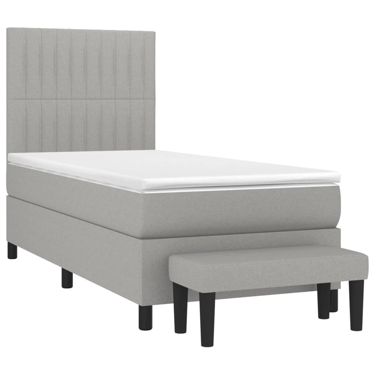 Boxspring met matras stof lichtgrijs 80x200 cm