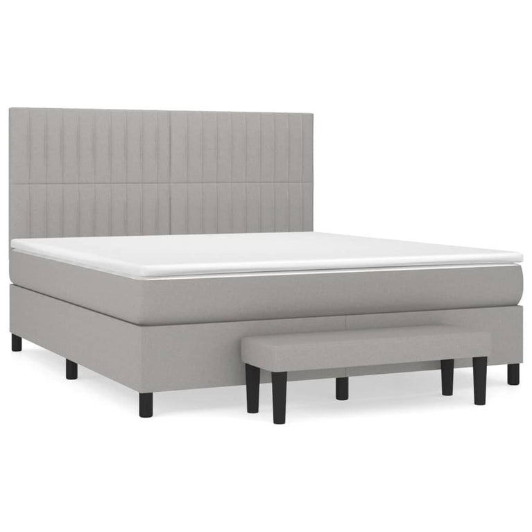 Boxspring met matras stof lichtgrijs 160x200 cm