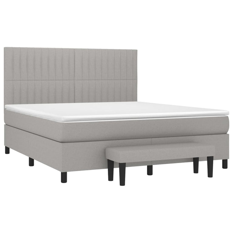 Boxspring met matras stof lichtgrijs 160x200 cm
