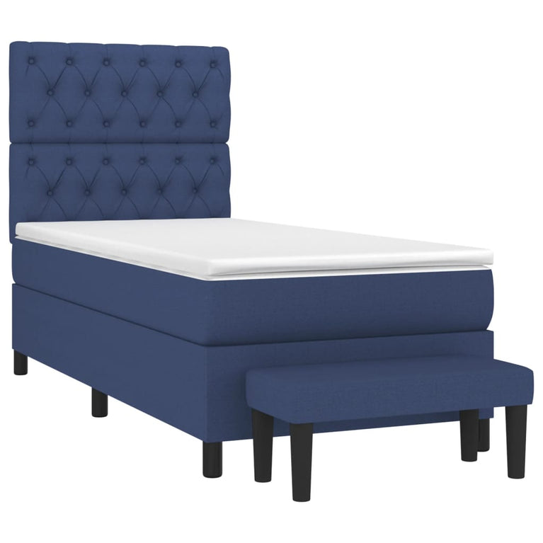 Boxspring met matras stof blauw 80x200 cm