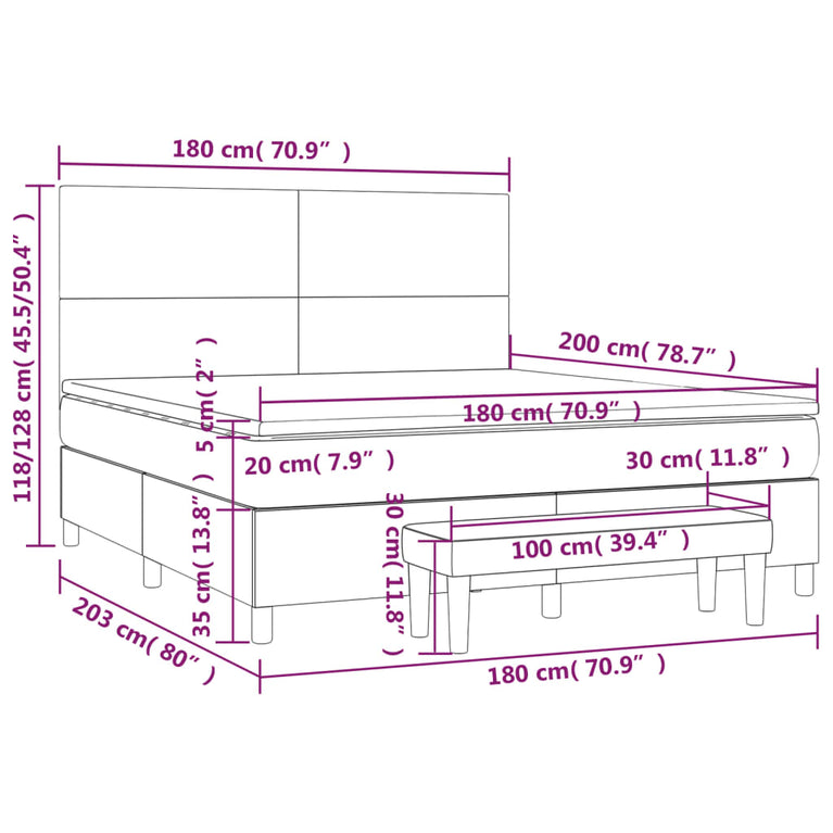 Boxspring met matras stof donkerbruin 180x200 cm