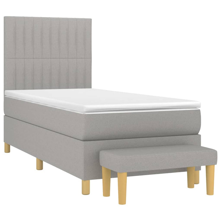Boxspring met matras stof lichtgrijs 80x200 cm