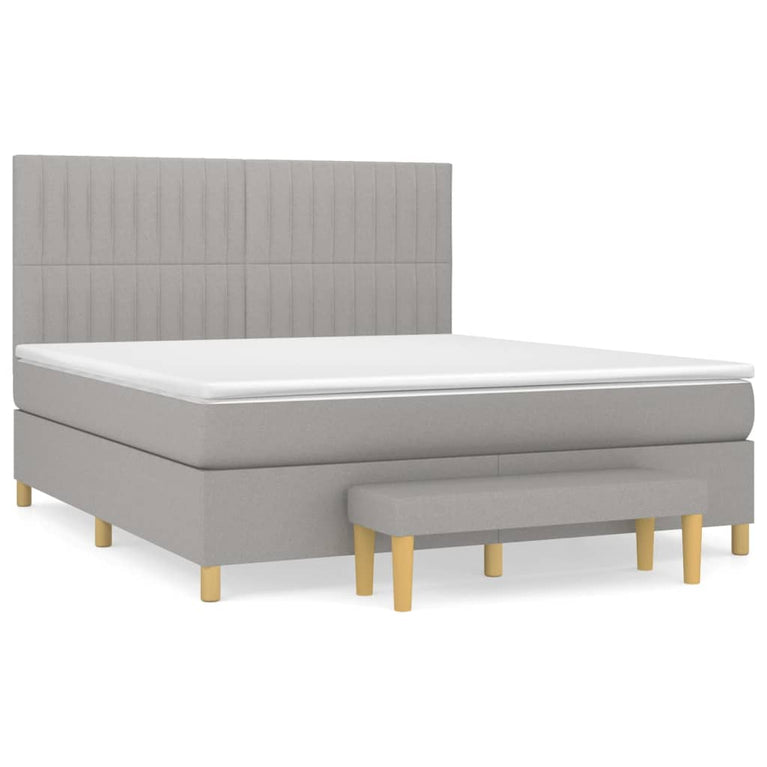 Boxspring met matras stof lichtgrijs 160x200 cm