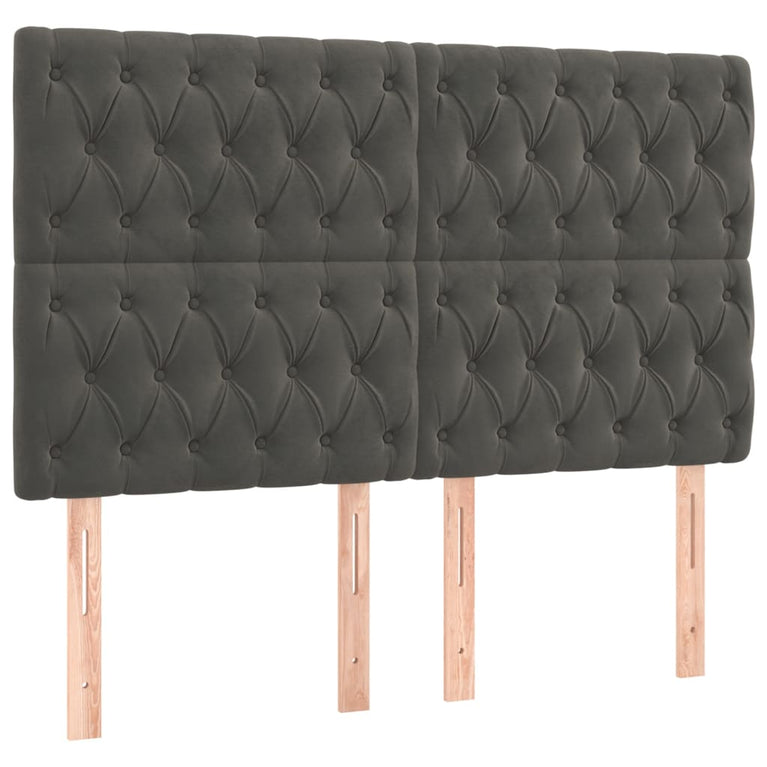 Boxspring met matras fluweel donkergrijs 140x190 cm