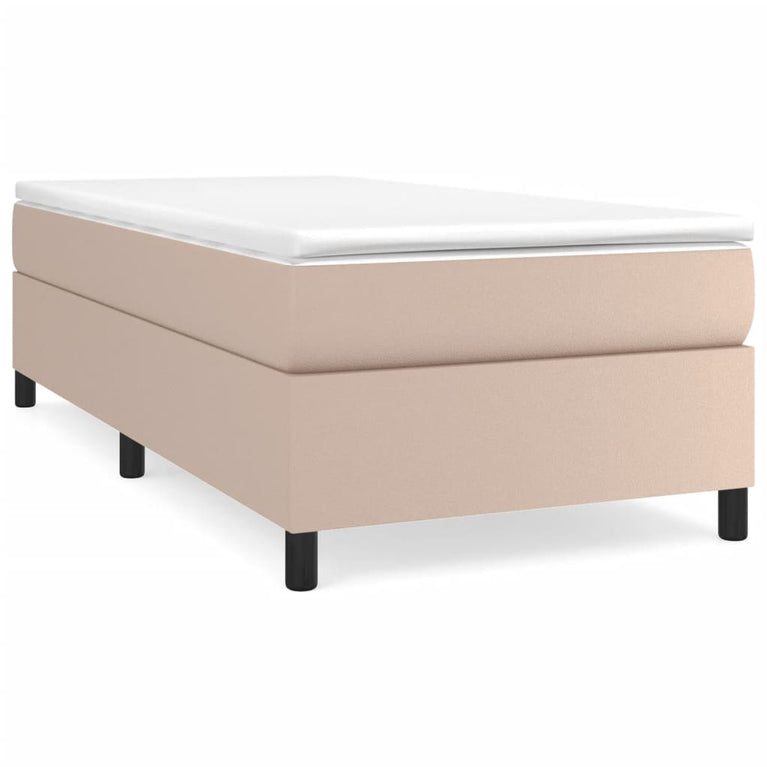 Boxspring met matras kunstleer cappuccinokleurig 90x190 cm