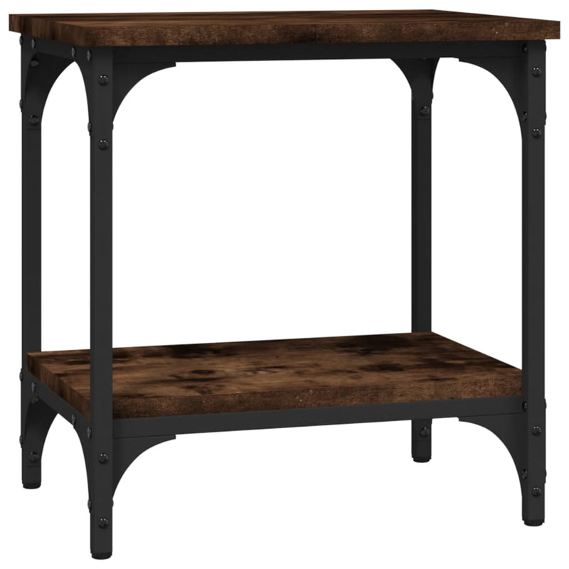 Bijzettafel 40x30x42 cm bewerkt hout gerookt eikenkleurig